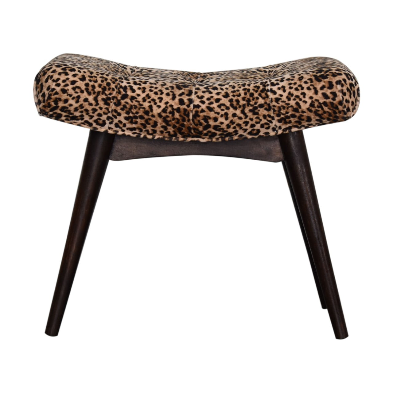 Leopard Print Velvet Curved Bench