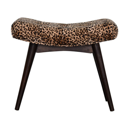 Leopard Print Velvet Curved Bench