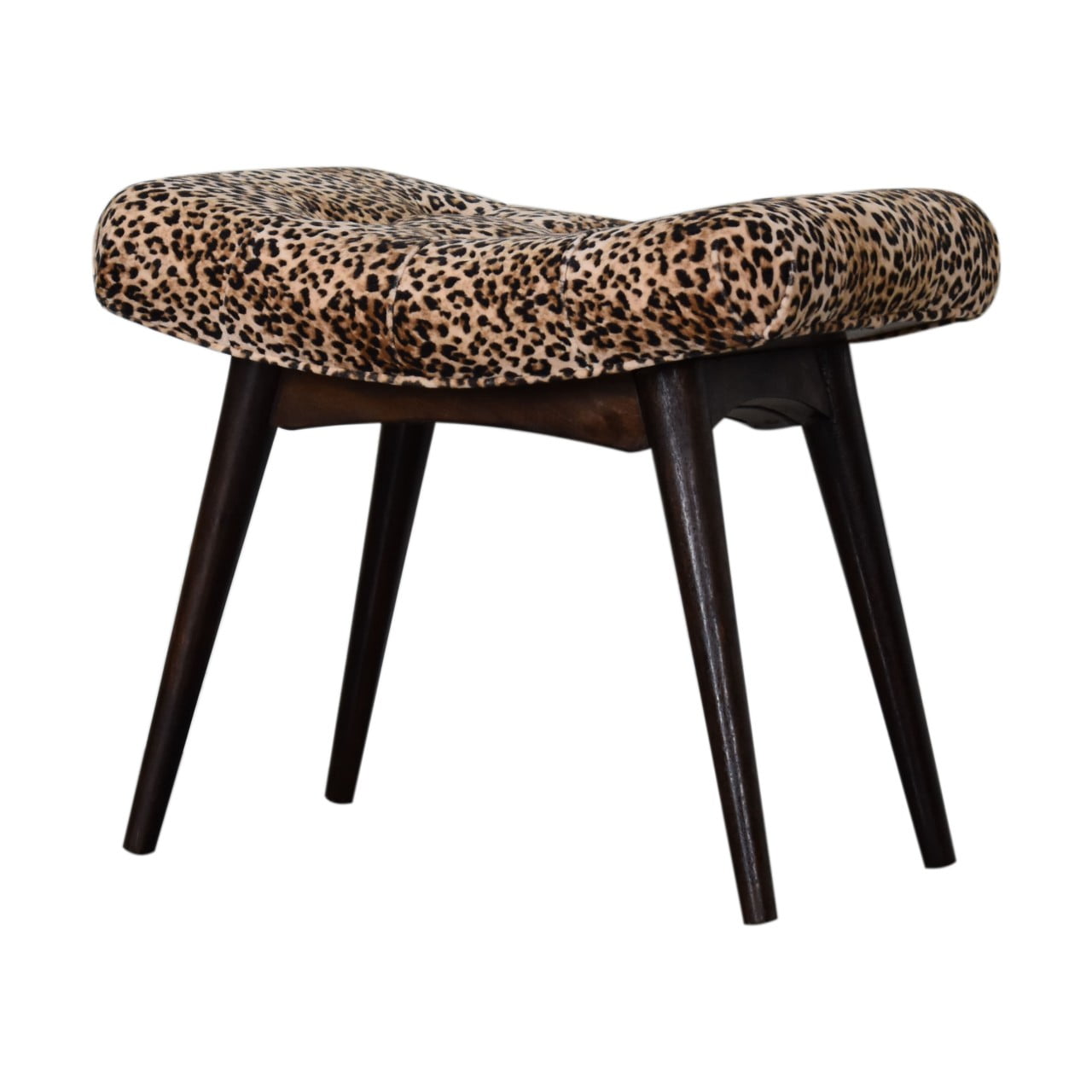 Leopard Print Velvet Curved Bench