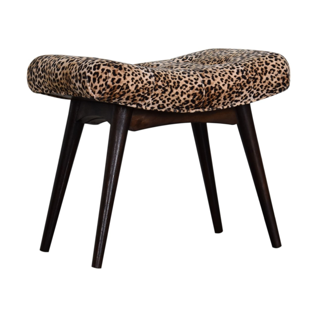 Leopard Print Velvet Curved Bench