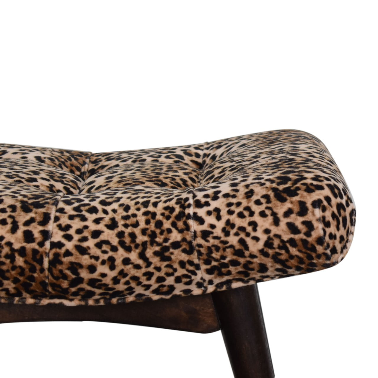Leopard Print Velvet Curved Bench