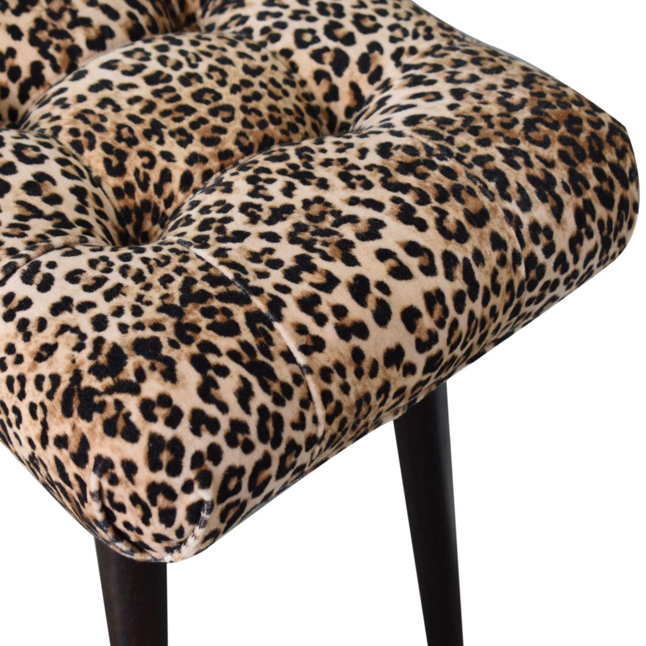 Leopard Print Velvet Curved Bench