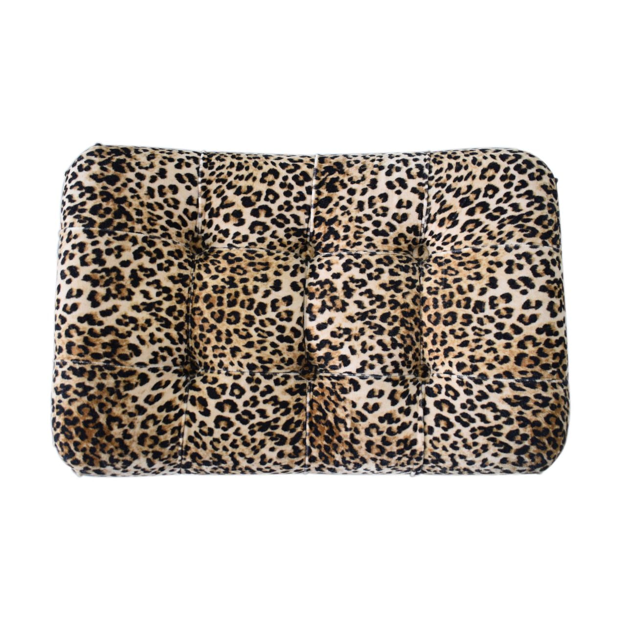 Leopard Print Velvet Curved Bench
