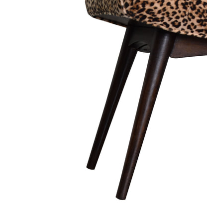 Leopard Print Velvet Curved Bench