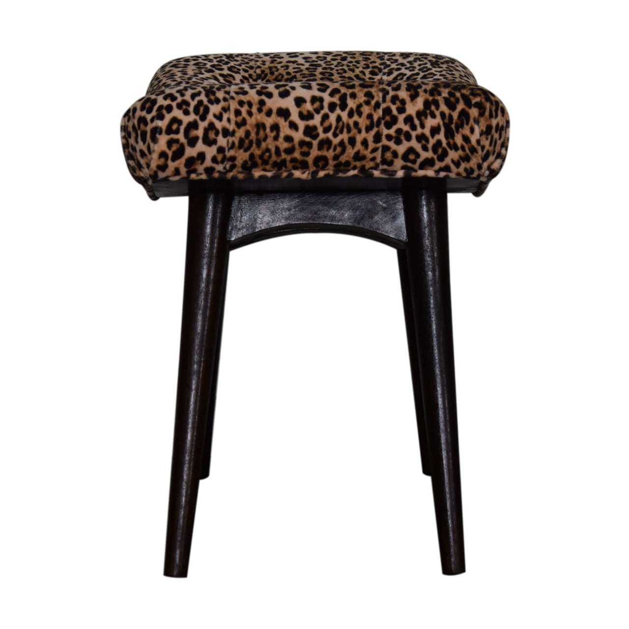 Leopard Print Velvet Curved Bench