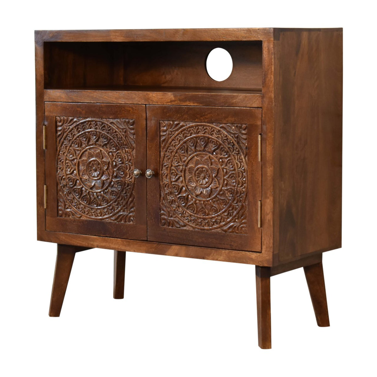 Wooden Embroidered Shelf Cabinet, side profile
