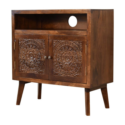 Wooden Embroidered Shelf Cabinet, side profile