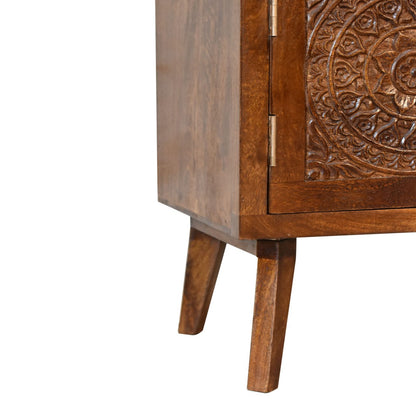 Wooden Embroidered Shelf Cabinet, top-down view