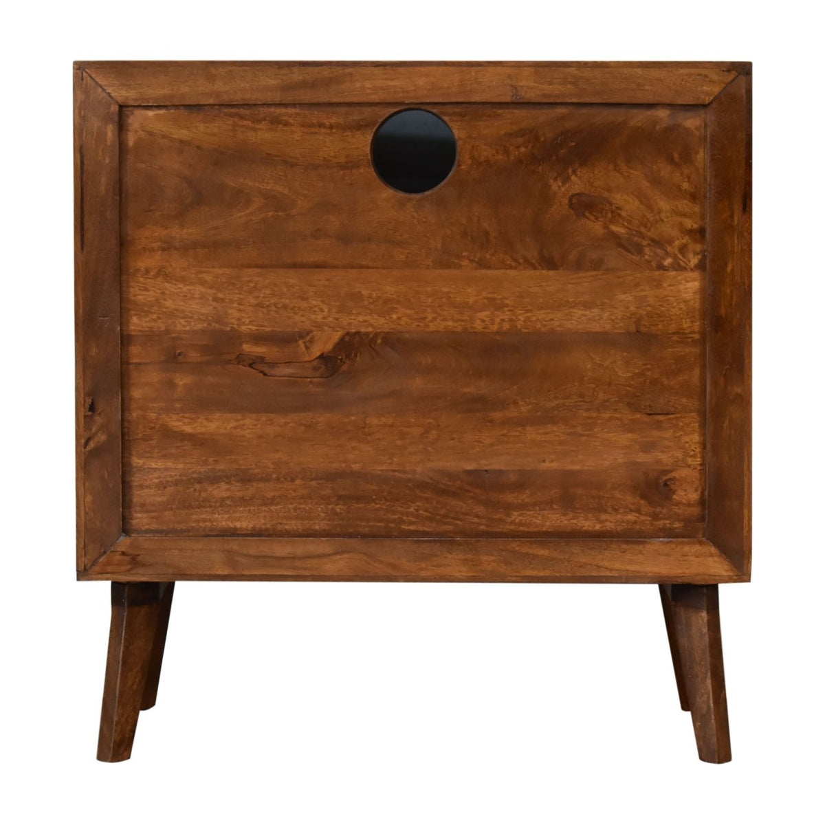 Wooden Embroidered Shelf Cabinet, three-quarter angle view