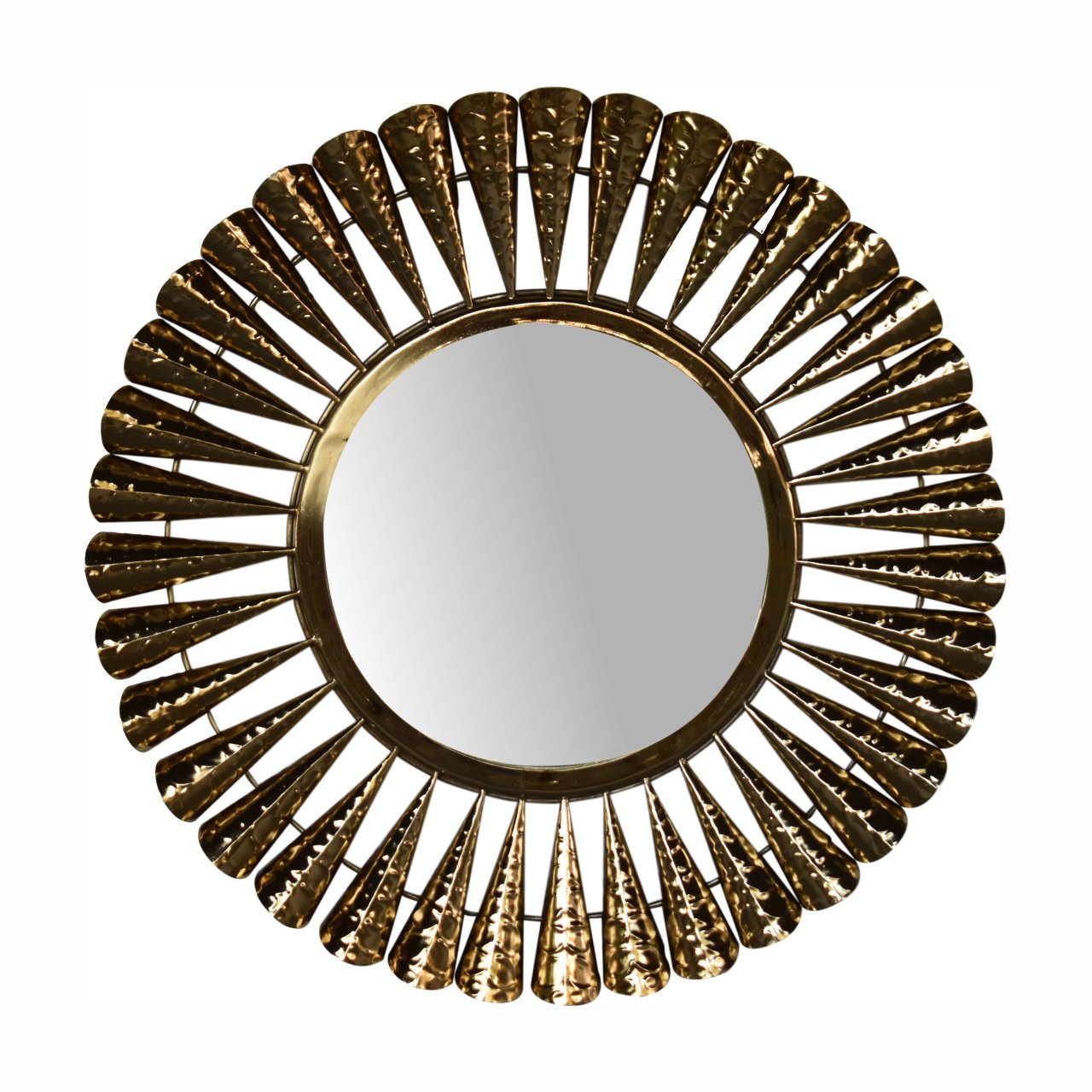 Round Brass Coned Mirror