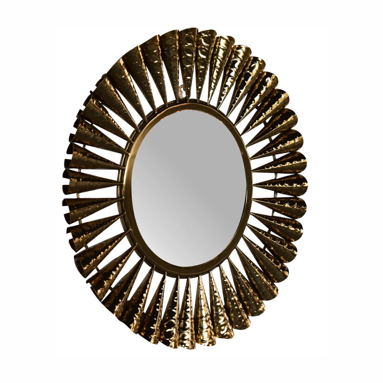 Round Brass Coned Mirror
