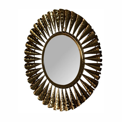 Round Brass Coned Mirror