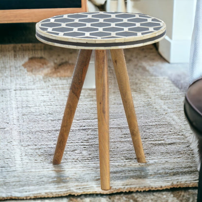 Bone Inlay Tripod Stool