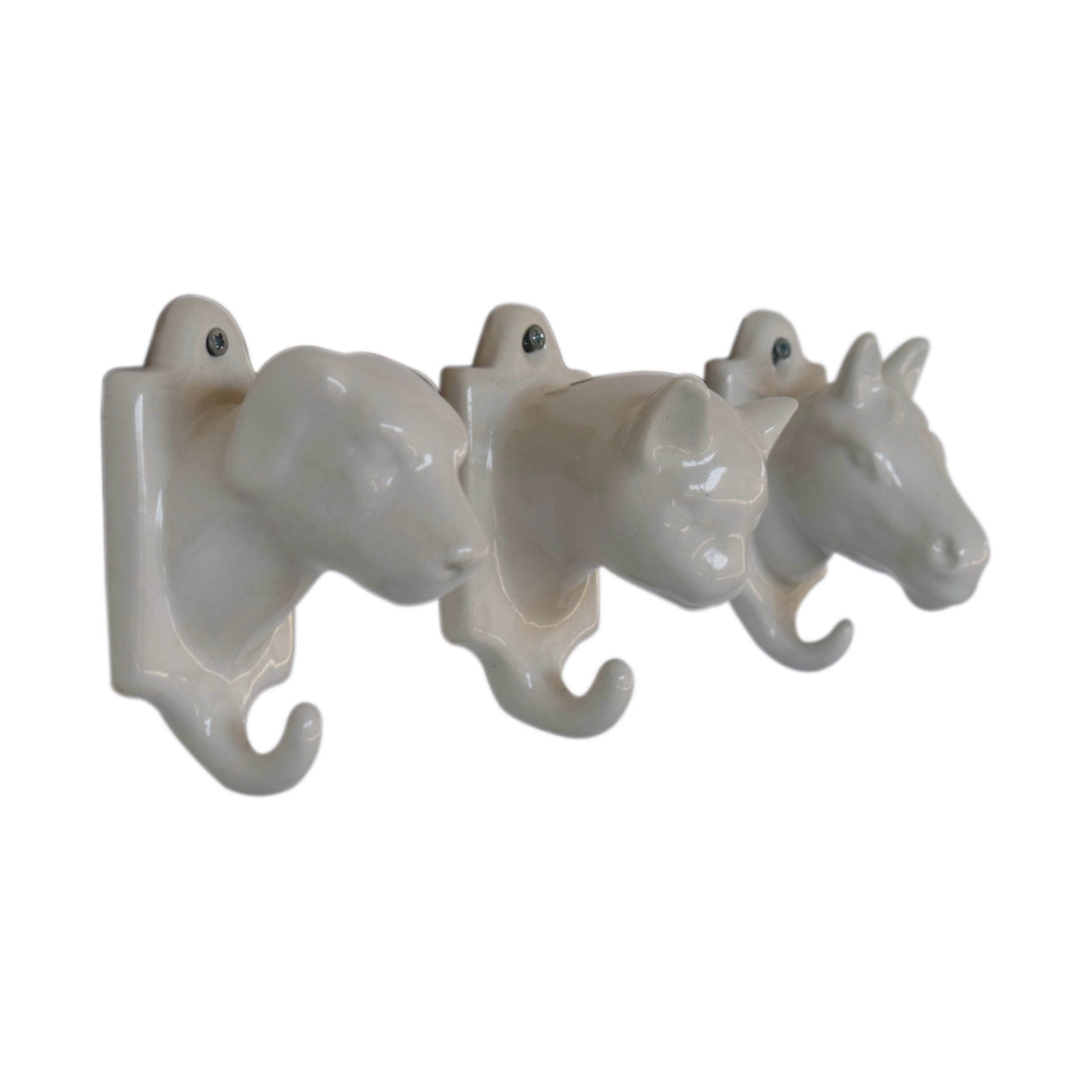 Ceramic Animal Wall Hooks (Set of 3)