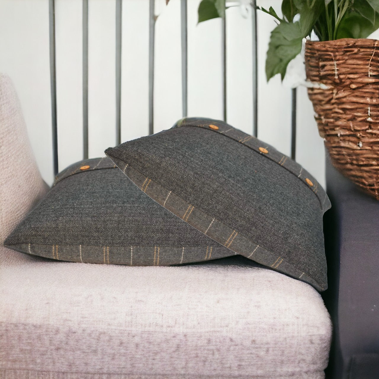 Pewter Tweed Cushion (Set of 2)