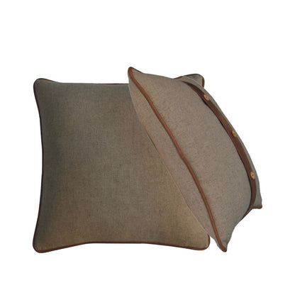 Leather Sand Tweed Cushion (Set of 2)