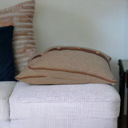 Leather Sand Tweed Cushion (Set of 2)