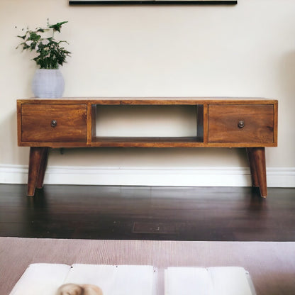 Classic Chestnut Coffee Table in solid mango wood, front view