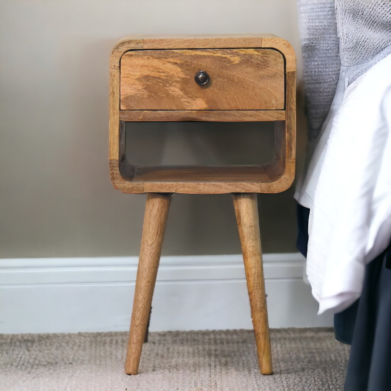 Mini Curved Lower Bedside Table