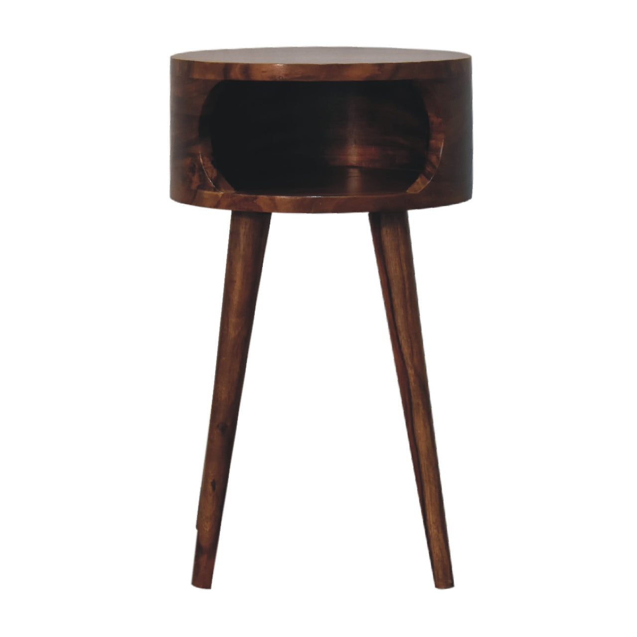 Dark Wood Open Tree Bedside Table