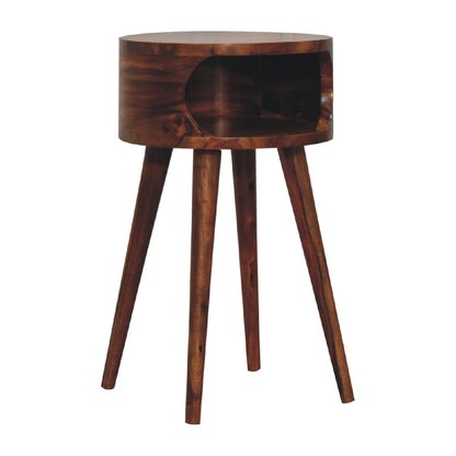 Dark Wood Open Tree Bedside Table
