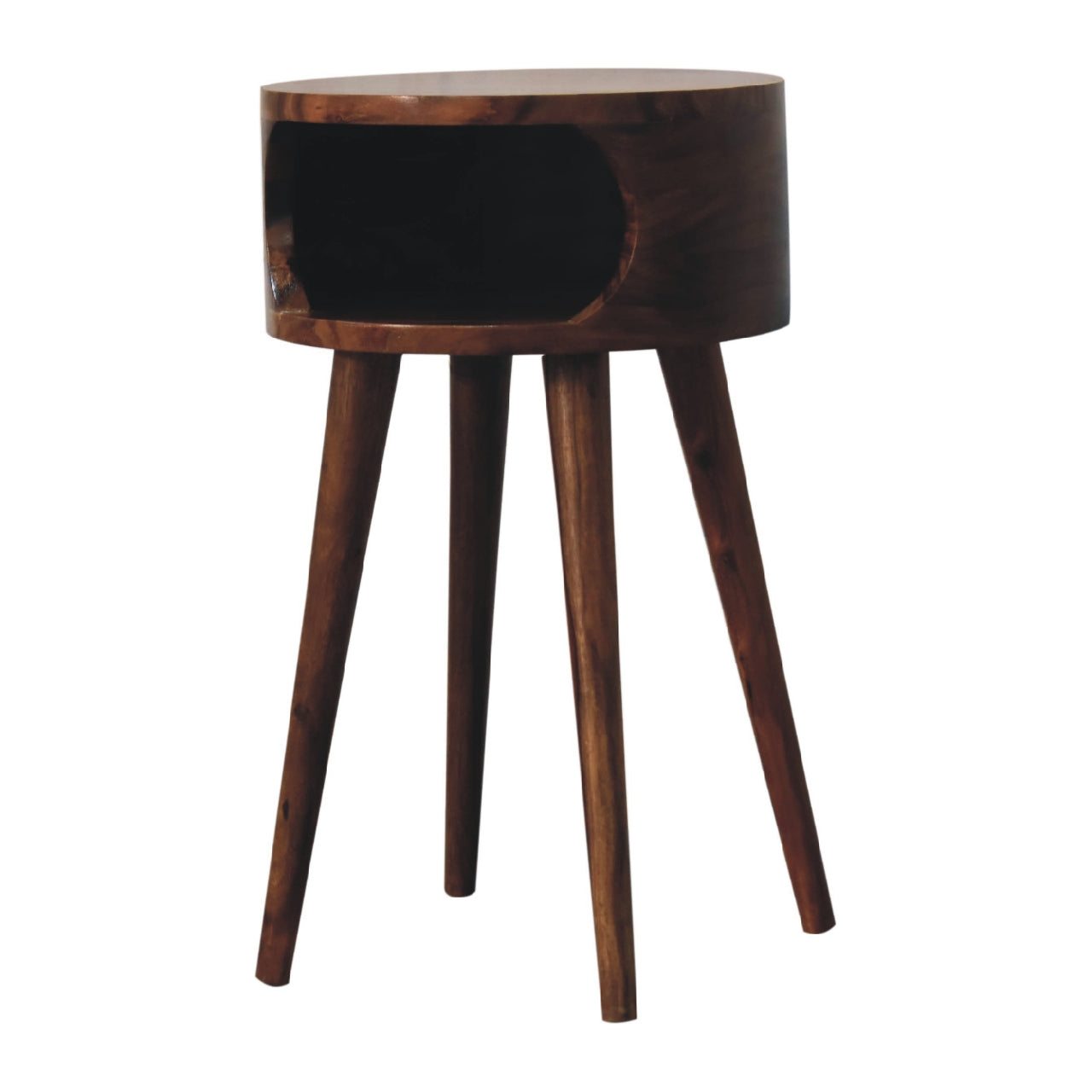 Dark Wood Open Tree Bedside Table