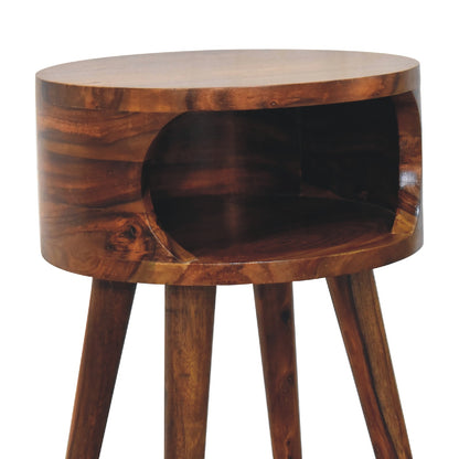 Dark Wood Open Tree Bedside Table