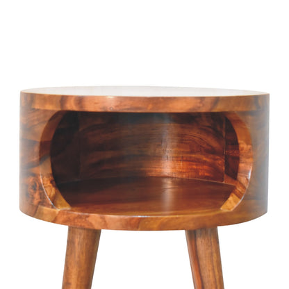 Dark Wood Open Tree Bedside Table