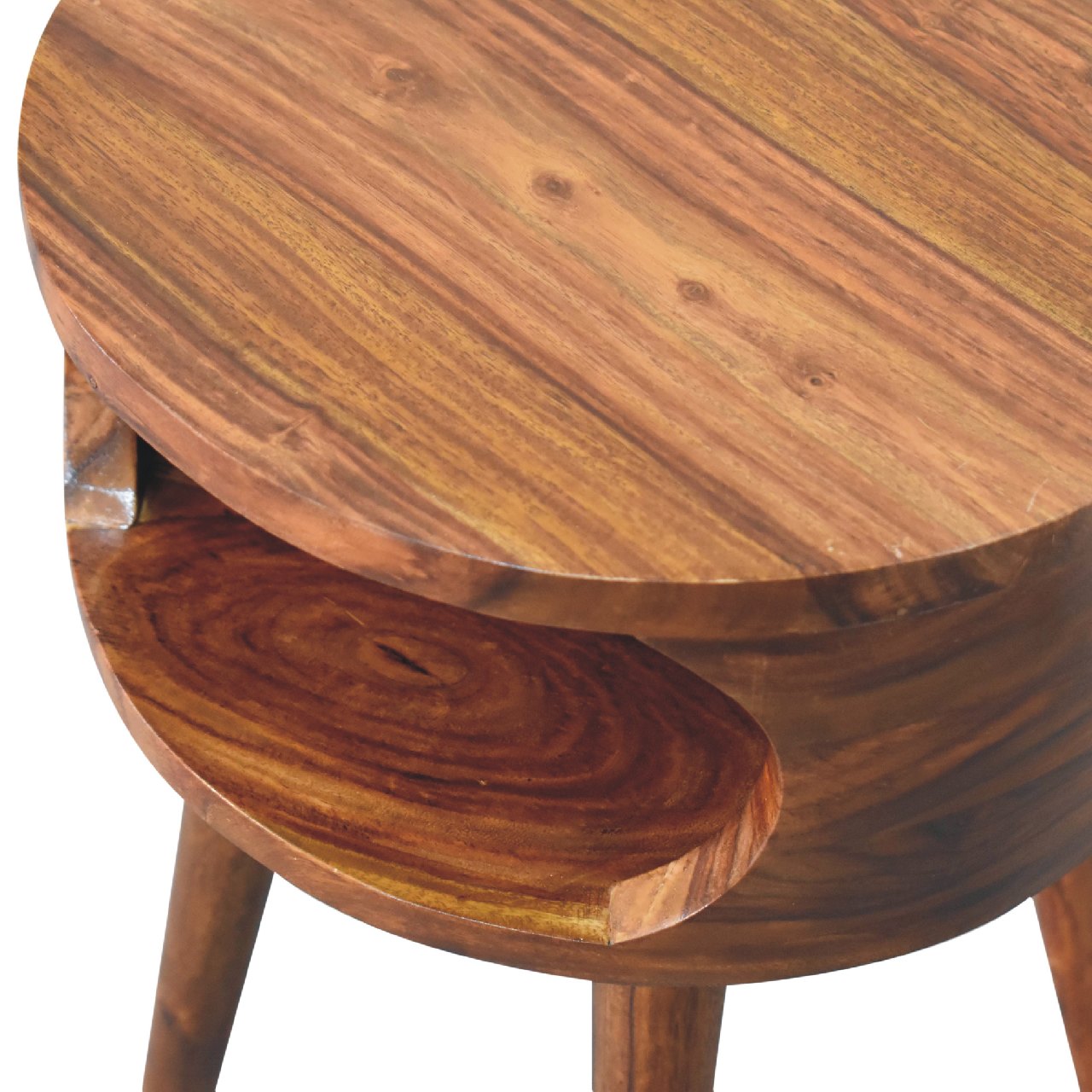 Dark Wood Open Tree Bedside Table