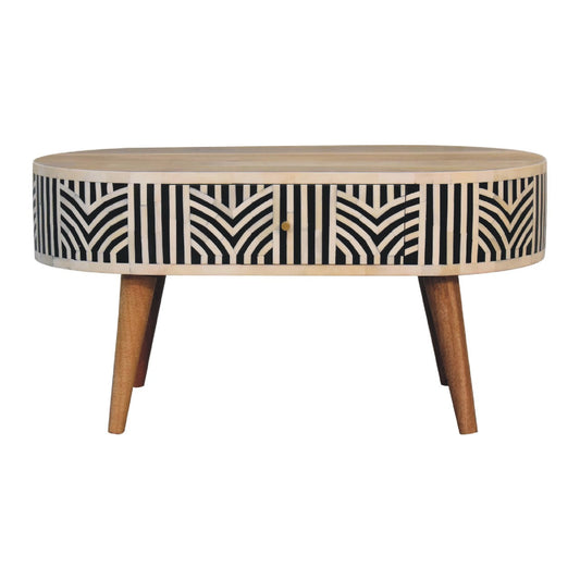 Bone Inlay Coffee Table styled in a living room setting