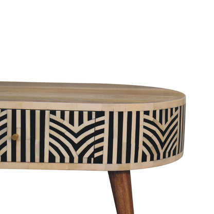 Bone Inlay Coffee Table, drawer open showing storage space