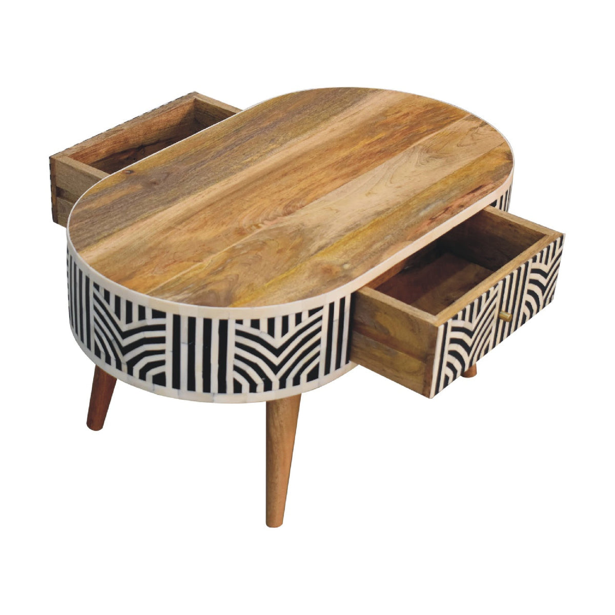Bone Inlay Coffee Table, three-quarter angle view