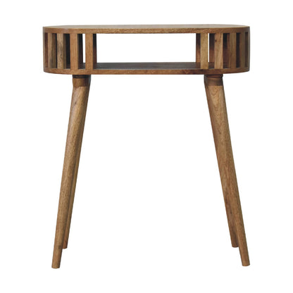 Fringed Open Console Table styled in an entryway setting