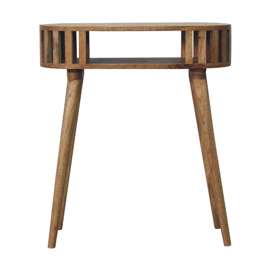 Fringed Open Console Table styled in an entryway setting
