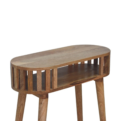 Fringed Open Console Table, top-down view
