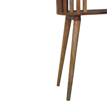 Fringed Open Console Table, three-quarter angle view