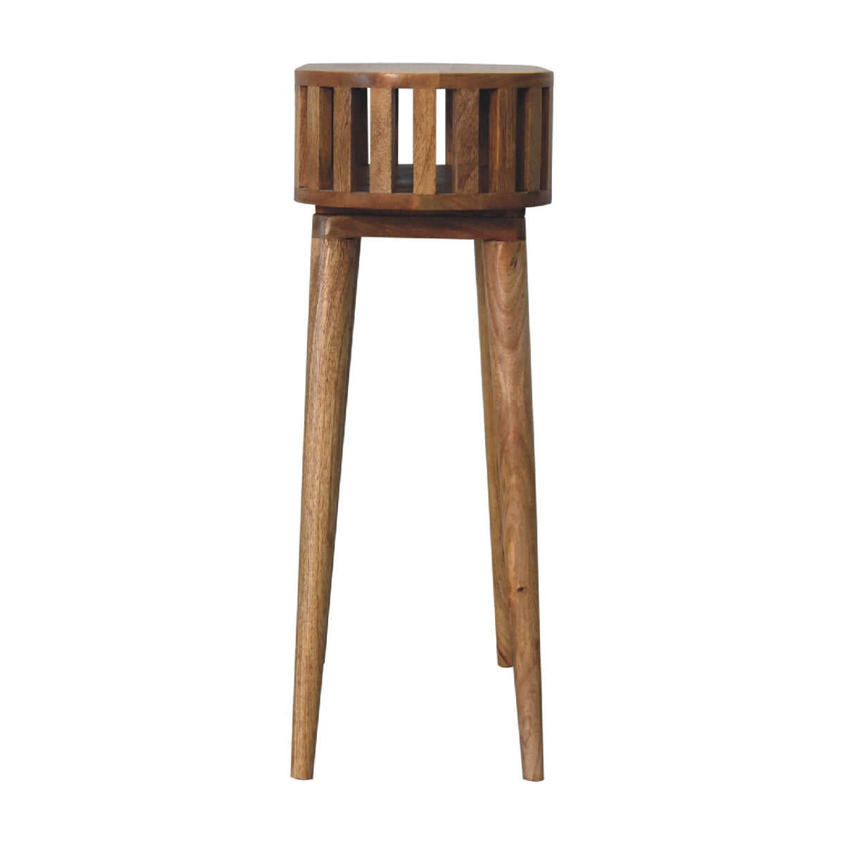 Fringed Open Console Table, close-up of table legs