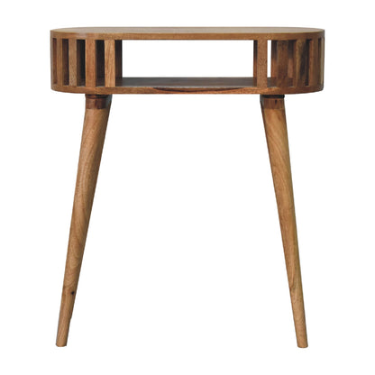 Fringed Open Console Table styled with decor on top