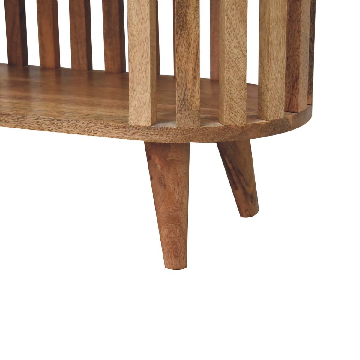 Open Fringed Shelf Table, top-down view