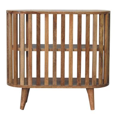 Open Fringed Shelf Table, three-quarter angle view