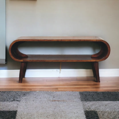 Open Void Nordic Coffee Table in chestnut finish, front view