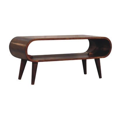 Close-up of the Open Void Nordic Coffee Table's rounded edges