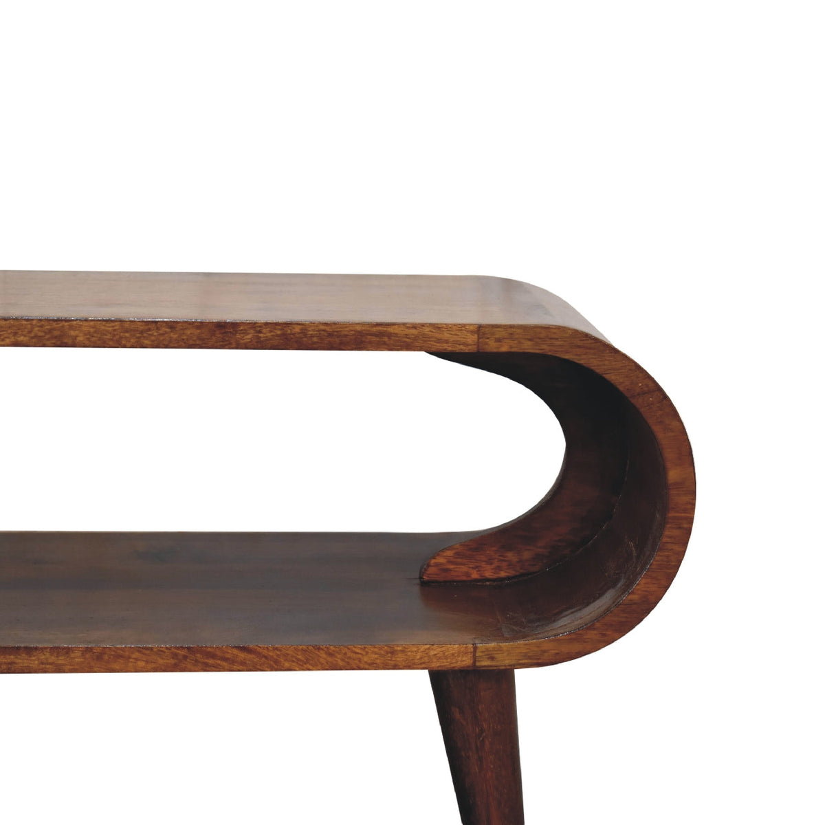 Open Void Nordic Coffee Table open shelf styled with books and decor