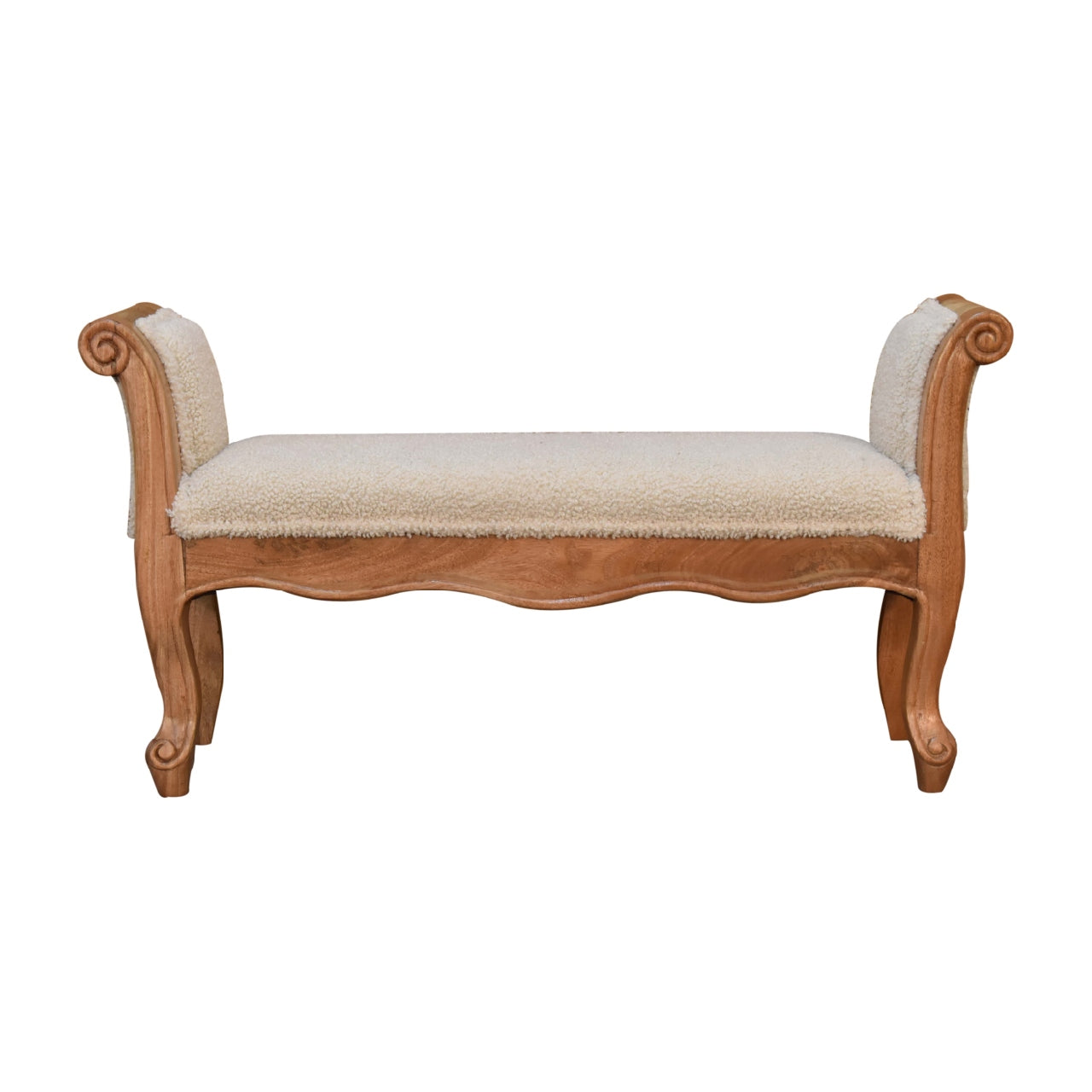 Boucle French Style Carved Bench