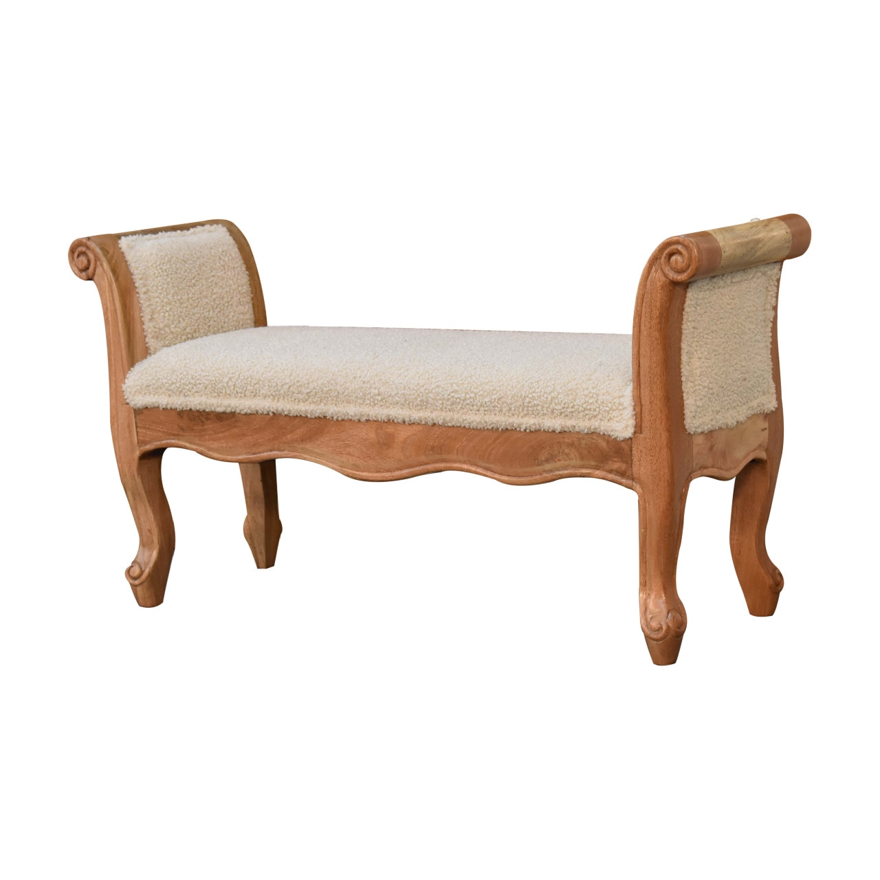 Boucle French Style Carved Bench