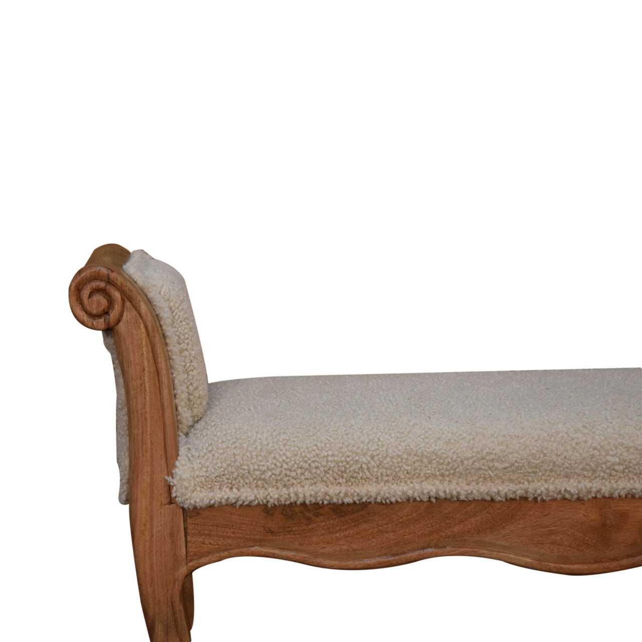 Boucle French Style Carved Bench