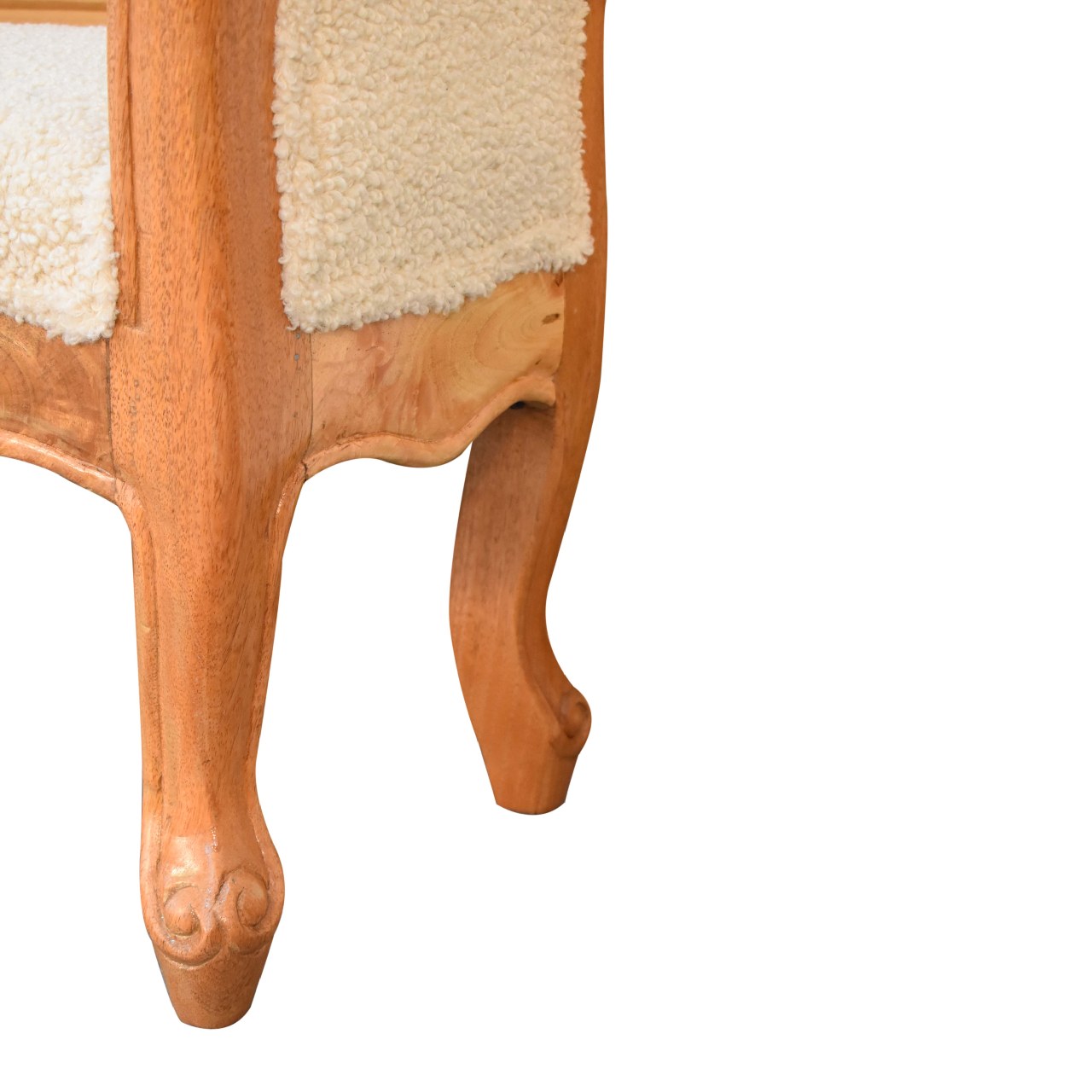 Boucle French Style Carved Bench