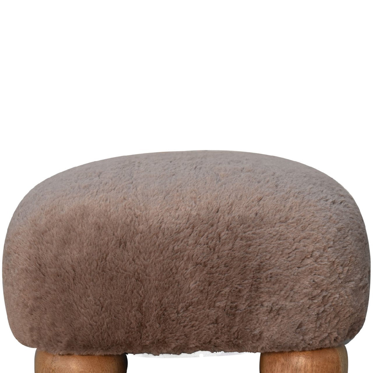 Faux Fur Nordic Footstool, three-quarter angle view