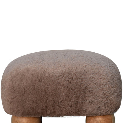 Faux Fur Nordic Footstool, three-quarter angle view