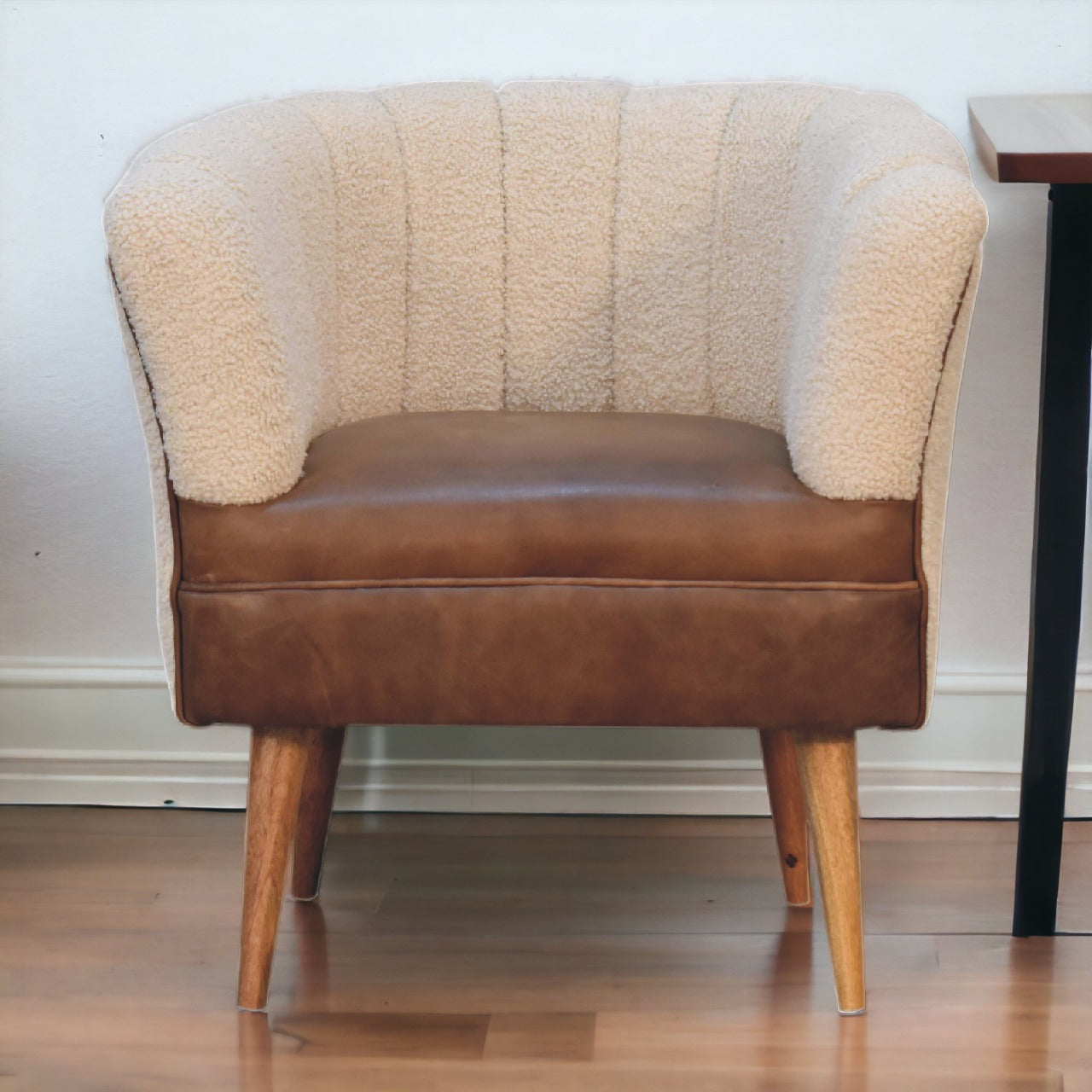 Boucle Buffalo Leather Armchair